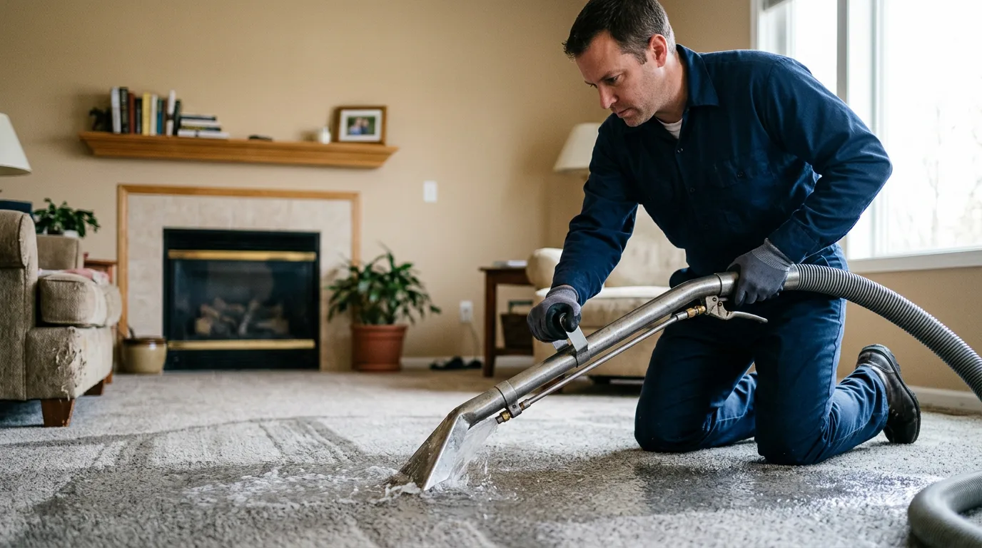 Water damage restoration technician working near East Haddam, CT